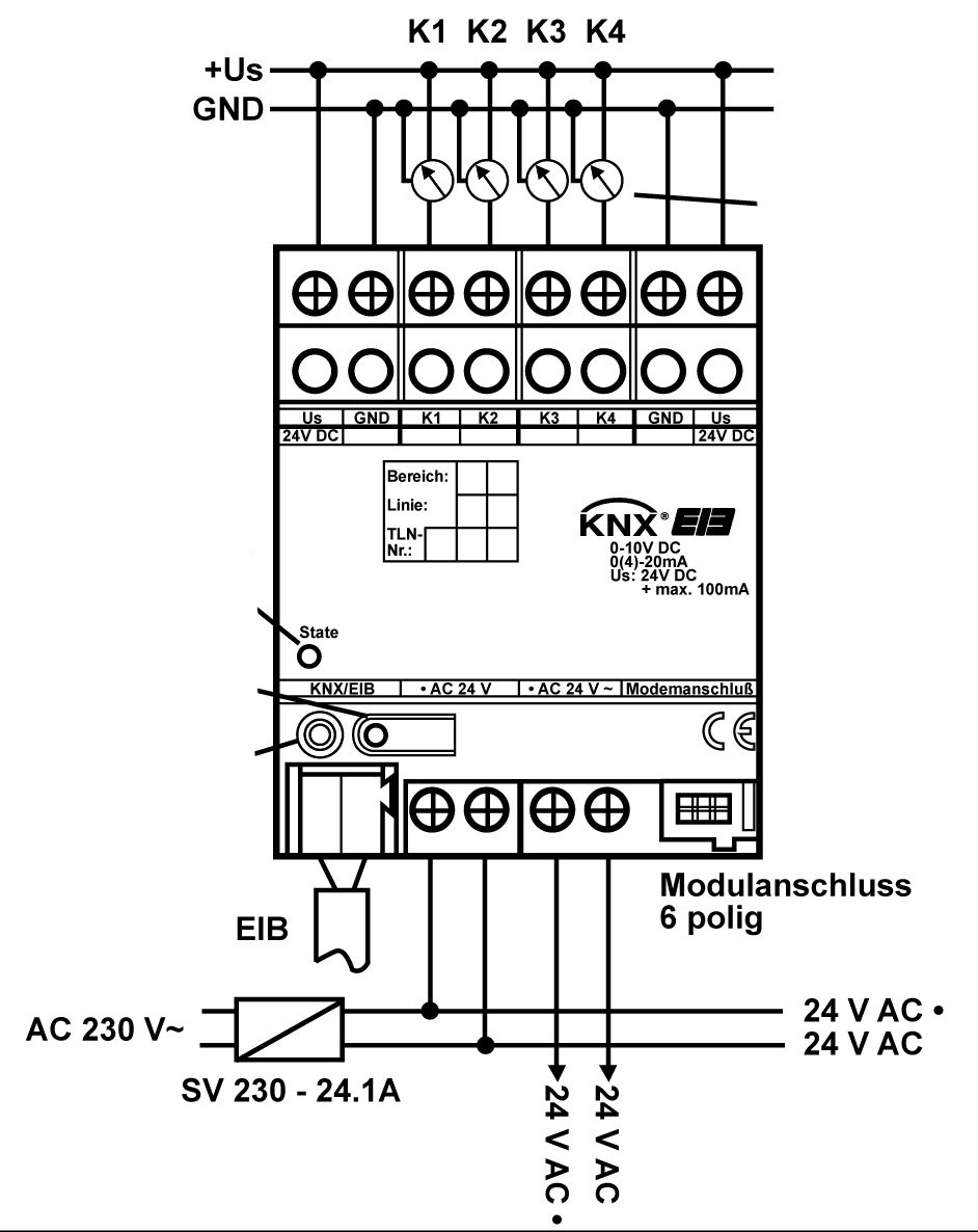 Analogeingang KNX REG 4f Spg Strom Eingangsgröße Spannung