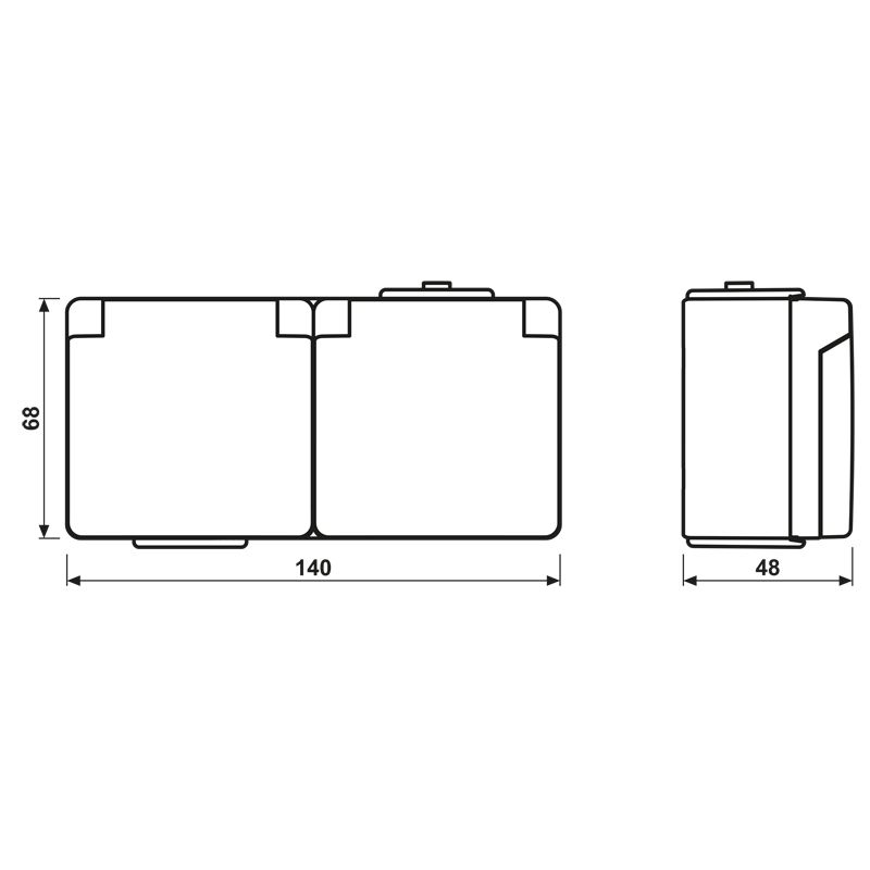 Steckdose 2f gr glz WG 600 AP Klappd IP44