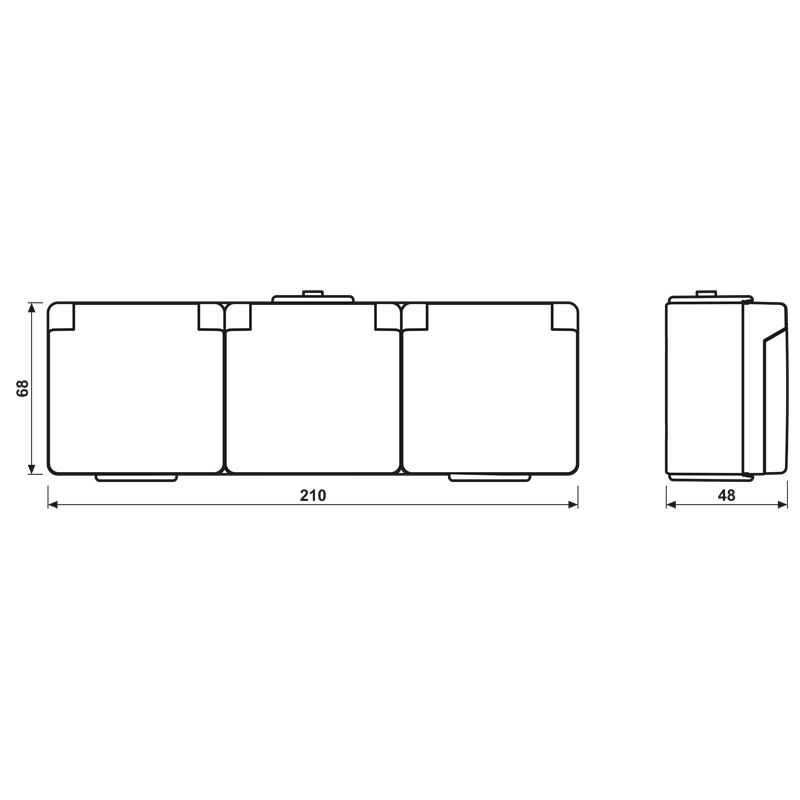Steckdose 3f gr glz WG 600 AP Klappd IP44