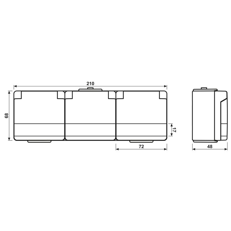 Steckdose 3f gr glz WG 600 AP Klappd IP44 Textfeld/Beschriftungsfläche