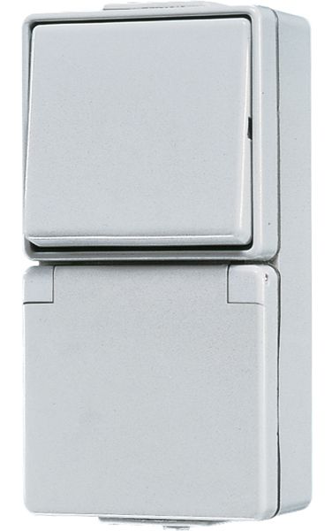 Steckdosenkombination AP WG 600 Wechs gr IP44 glz
