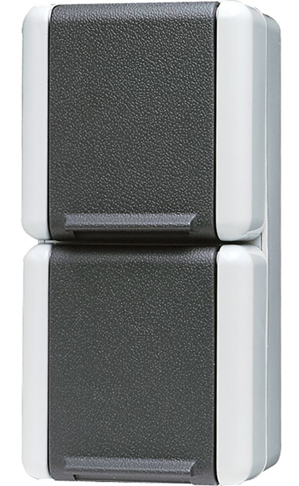 Steckdose 2f gr glz WG 800 AP Klappd IP44 horiz