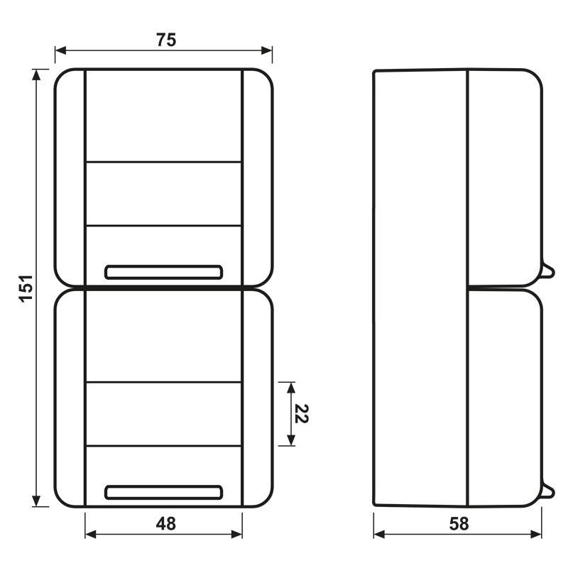 Steckdose 2f gr glz WG 800 AP Klappd IP44 Textfeld/Beschriftungsfläche vert