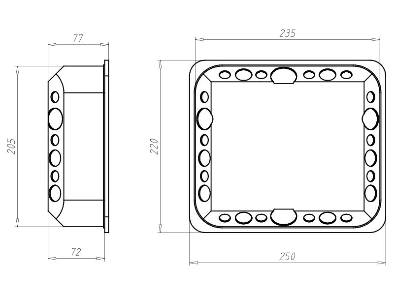 Verbindungsdose HW 235x205x72mm Kst IP3X rechteck