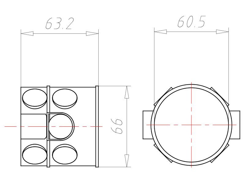 Verbindungsdose UP Ø60x66mm Kst IP2X rnd Ger/VerbDose/kast