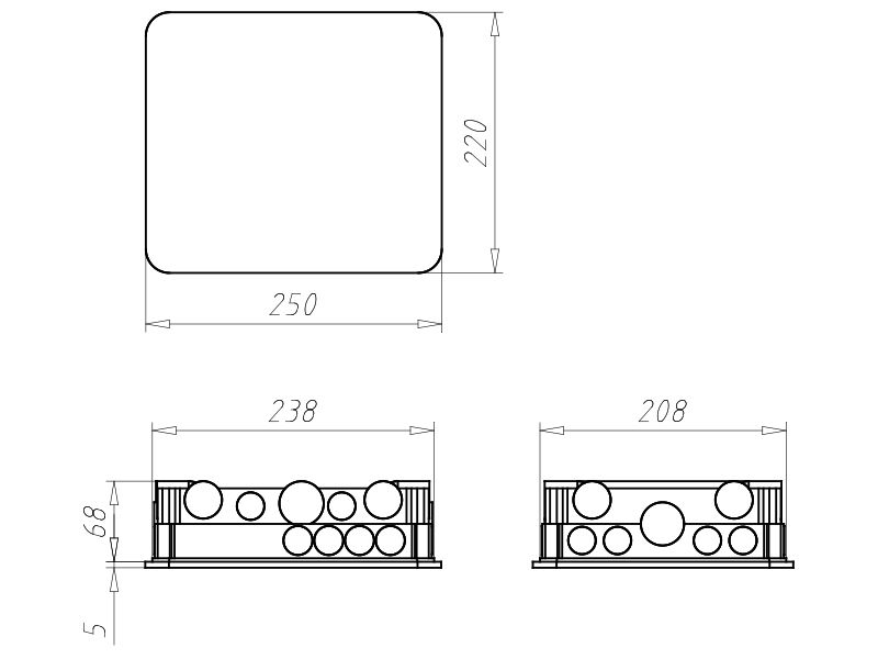 Verbindungsdose UP 238x208x68mm Kst IP2X rechteck