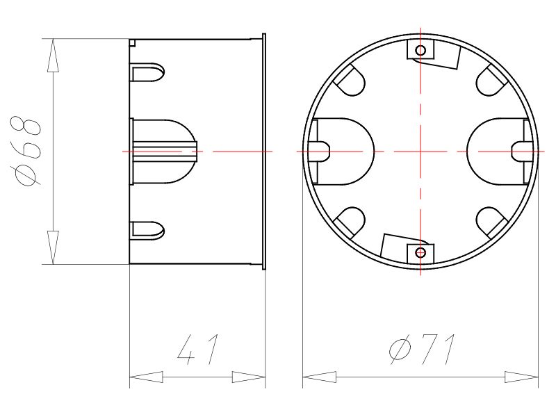 Hohlwanddose Ø68x41mm Kst rnd IP3X