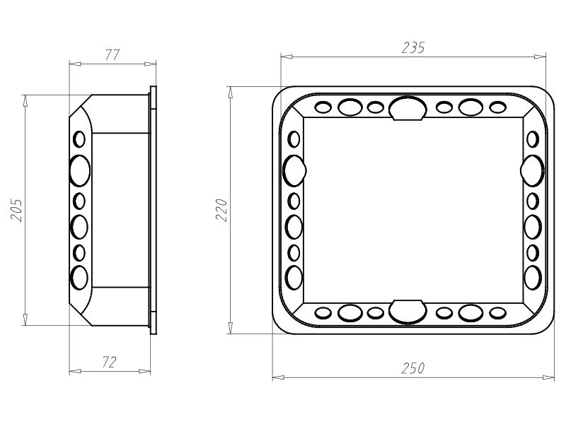 Verbindungsdose HW 235x205x72mm Kst IP3X rechteck