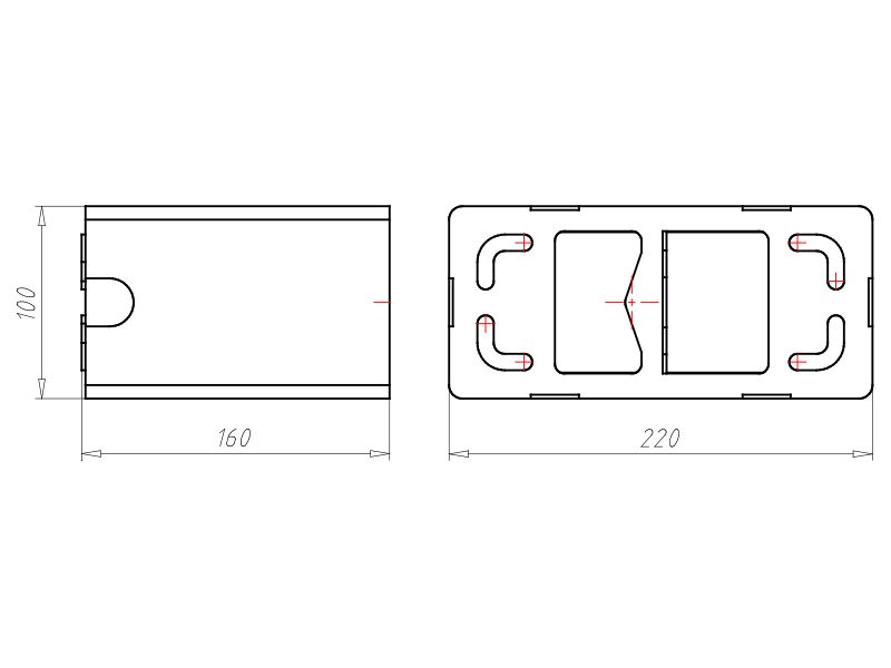 Geräteträger WD 60-160mm Kst 100x200mm Mit Füll-Dämmstoffen