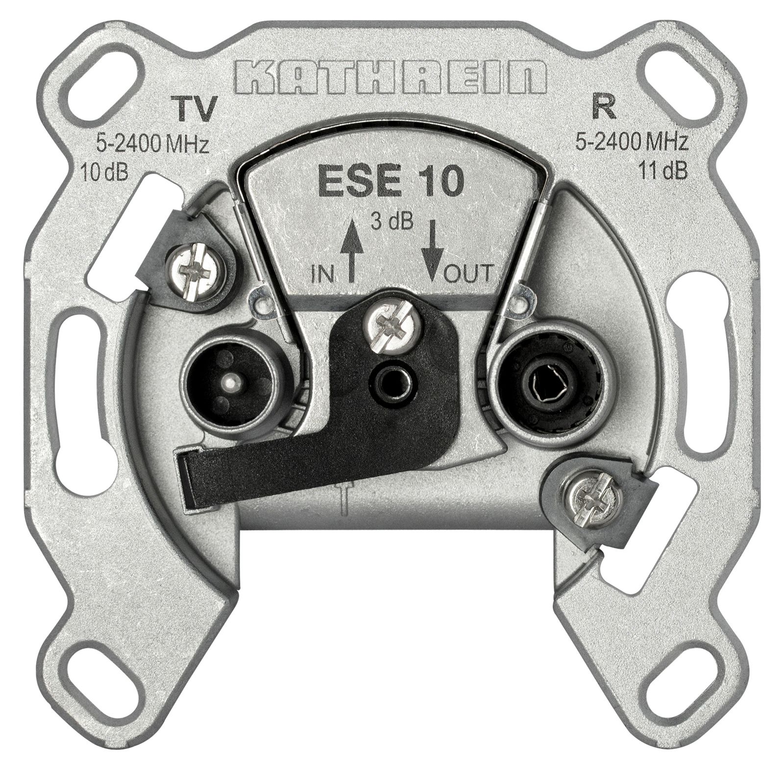 Durchgangsdose Sat/BK 2f 10dB/860 11dB/2150 2,4dB/860 3,5dB/2150