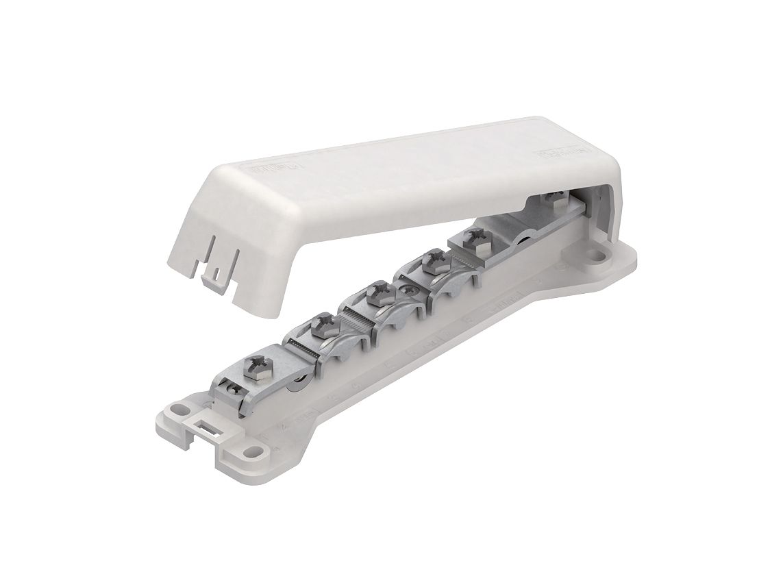Potentialausgleichschiene 1rndl 1fl 1ltg Cu m.Haube Aufb_fix