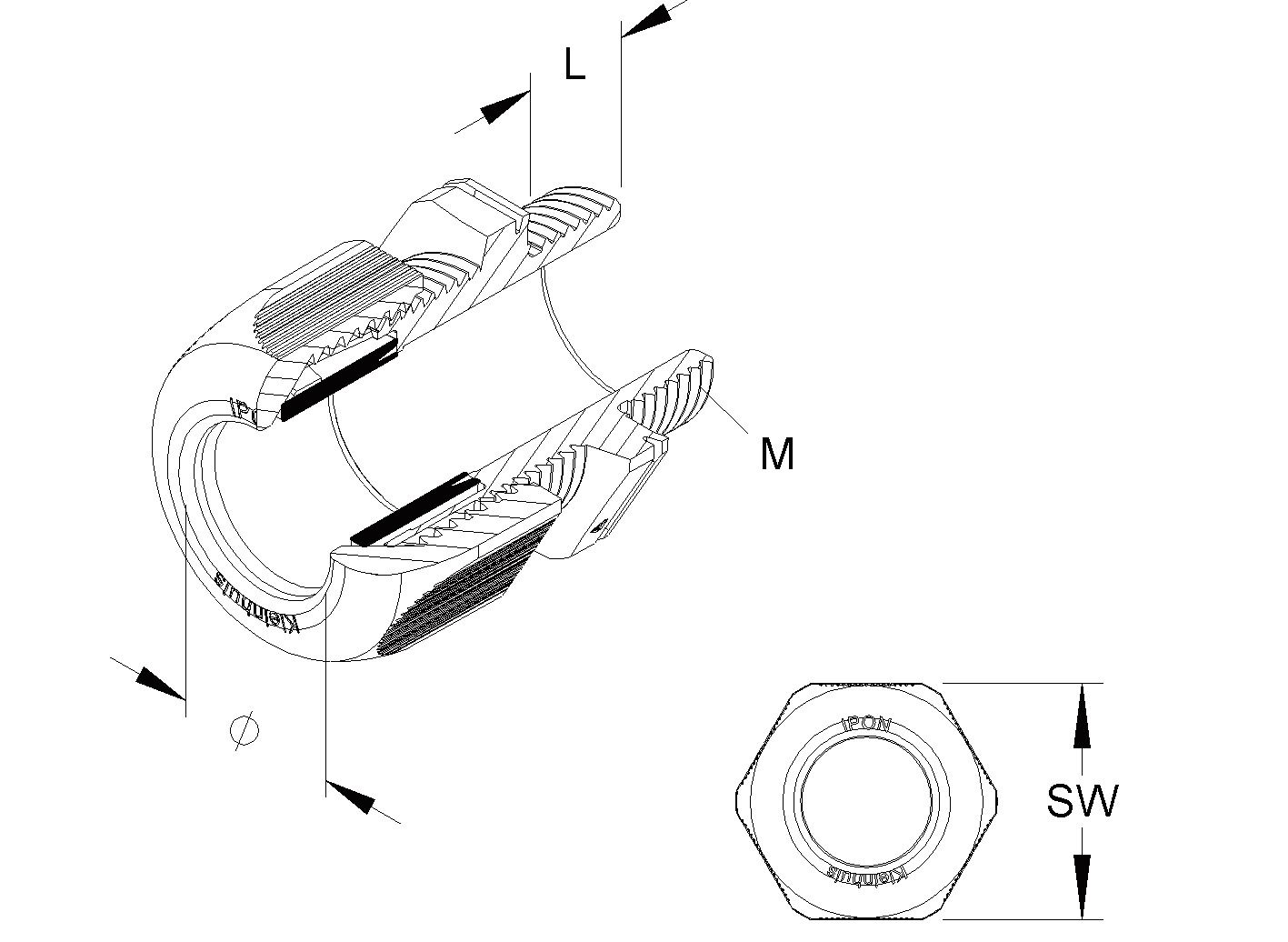 Kabelverschraubung M12 PA gr unbeh 8mm IP68 ger Polyamid (PA)