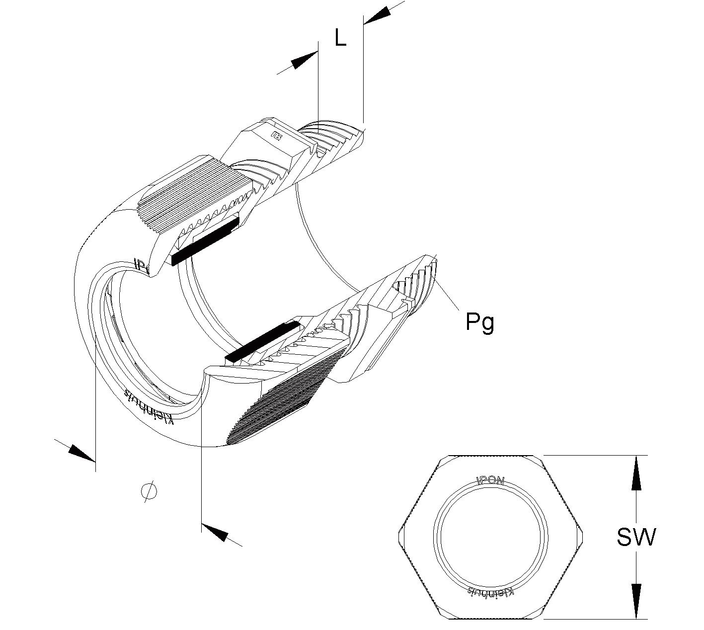Kabelverschraubung PG13,5 PA gr unbeh 9mm IP68 ger Polyamid (PA)