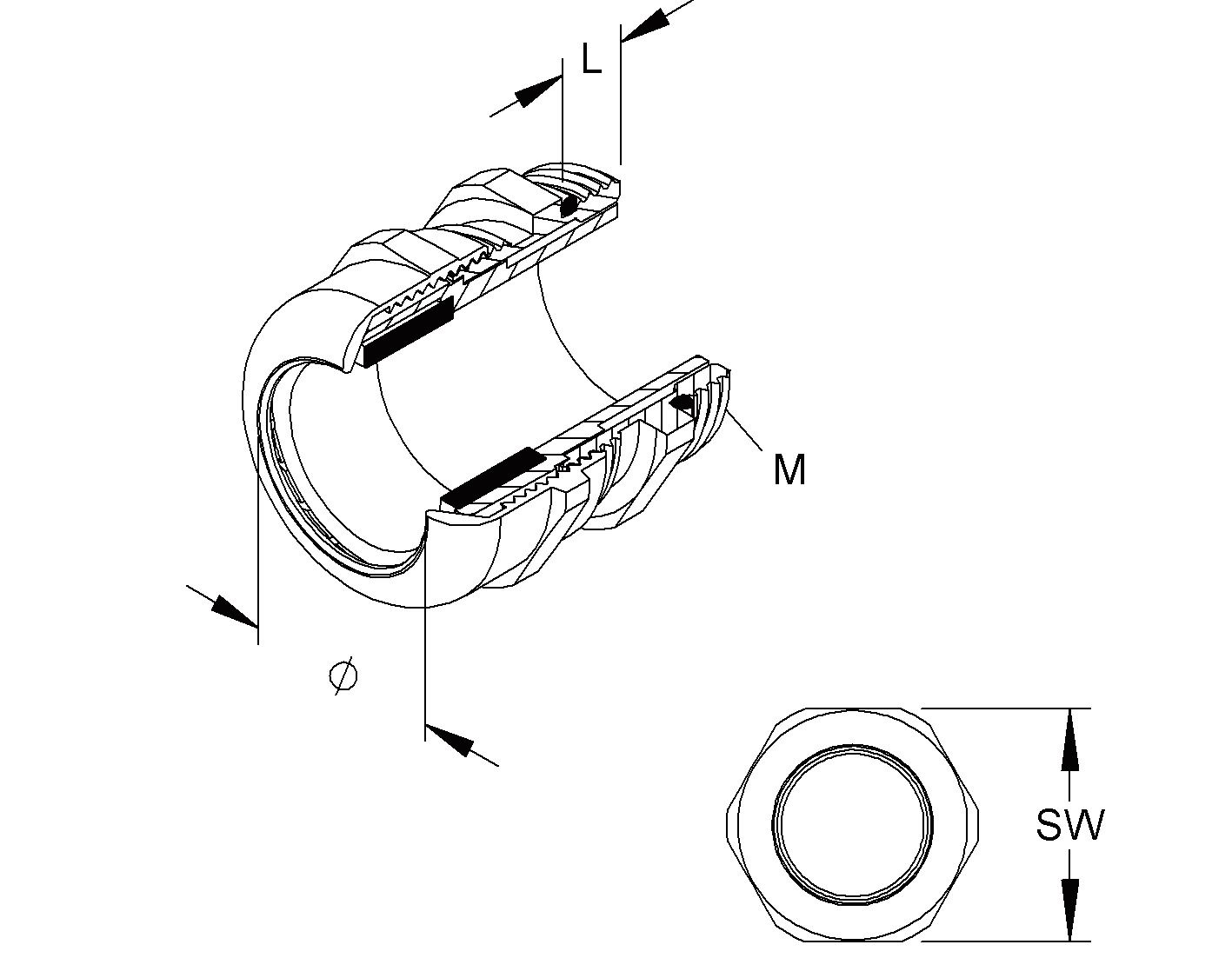 Kabelverschraubung M20 Ms si vernick 6mm IP68 ger