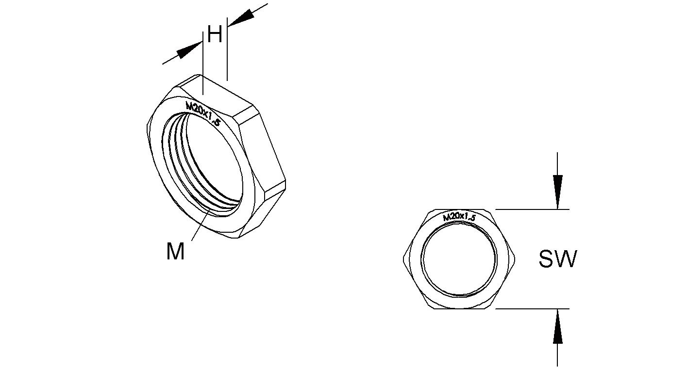 Gegenmutter M20 PS unbeh hfr lgr schlagf