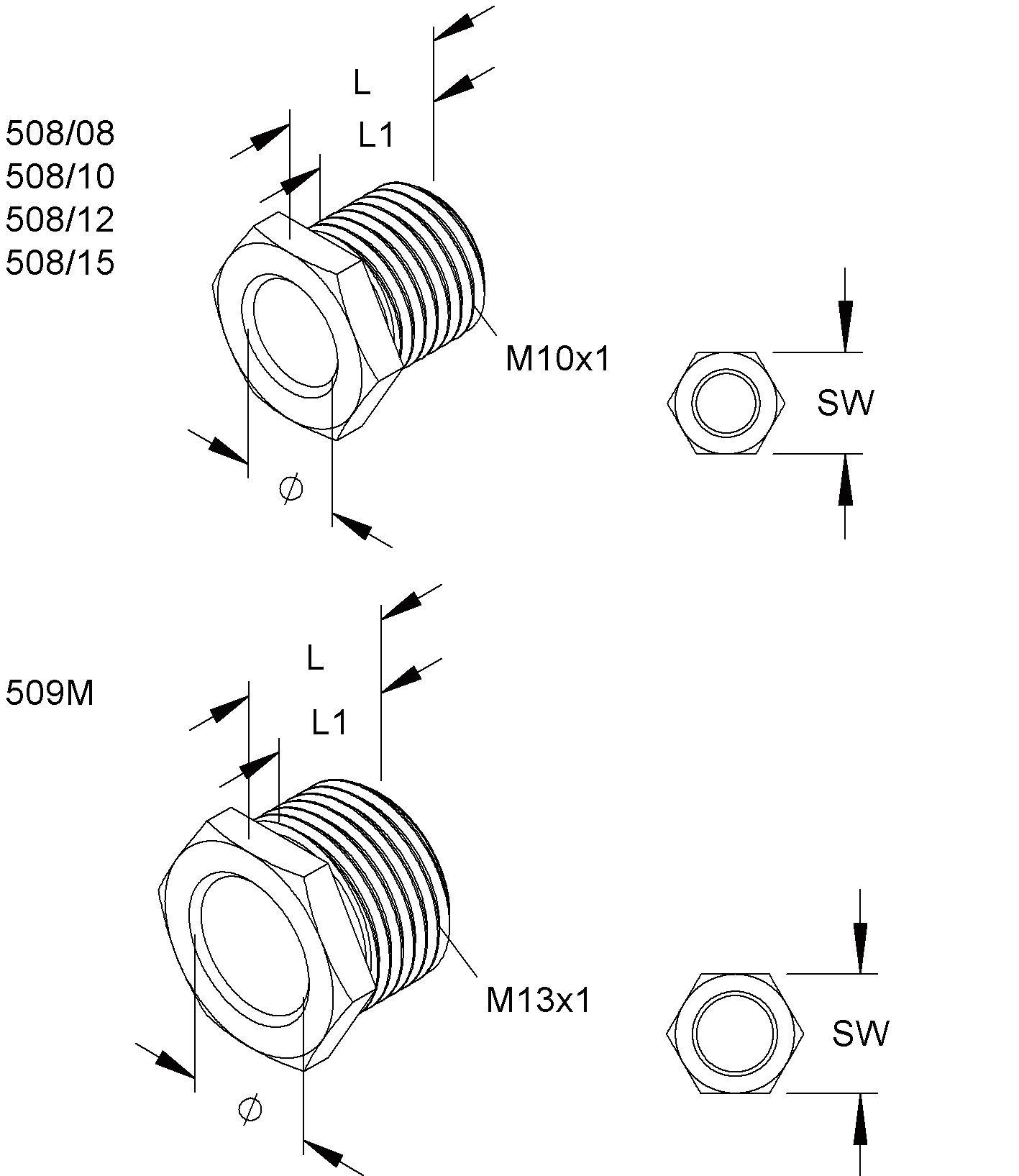 Trompetennippel M10x1 8mm MS