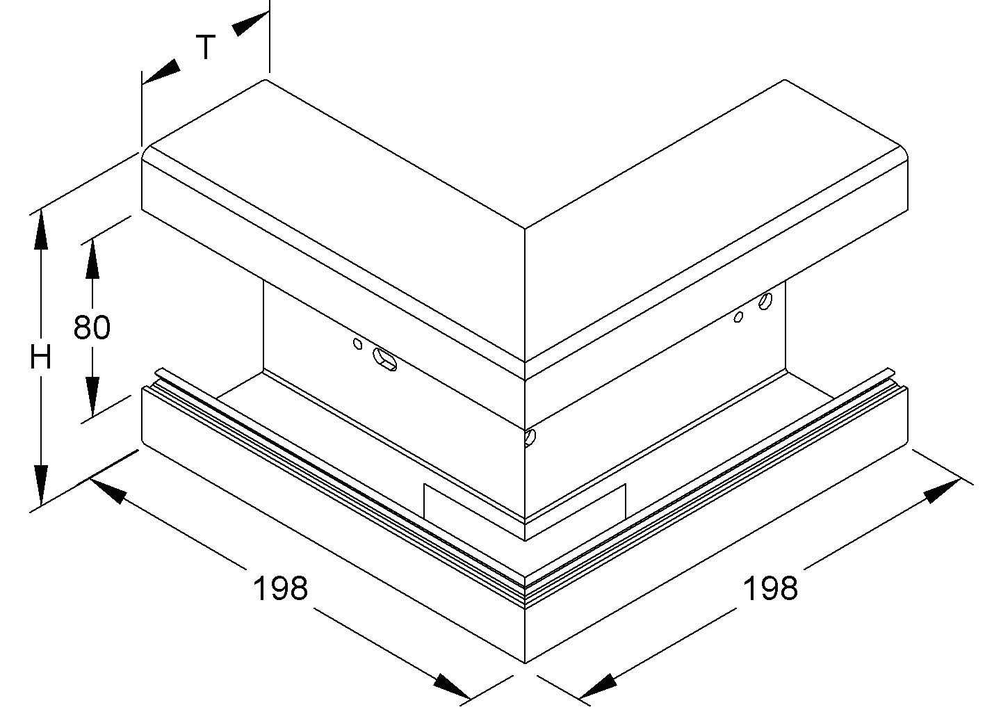 Außeneck GEB-K 66x133mm UT 90° Kst rws RAL9010 unbeh