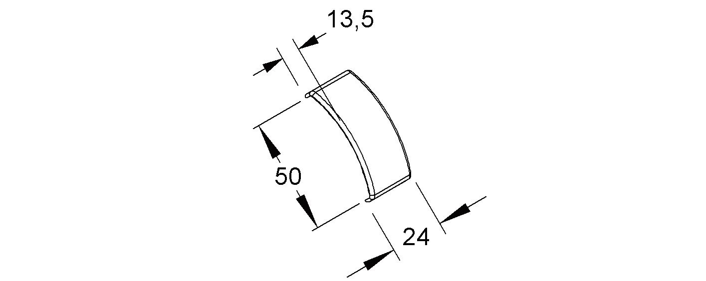 Stoßabdeckung GEB-K Kst 50mm cws aufrast unbeh RAL9001 OTschnittkasch hfr