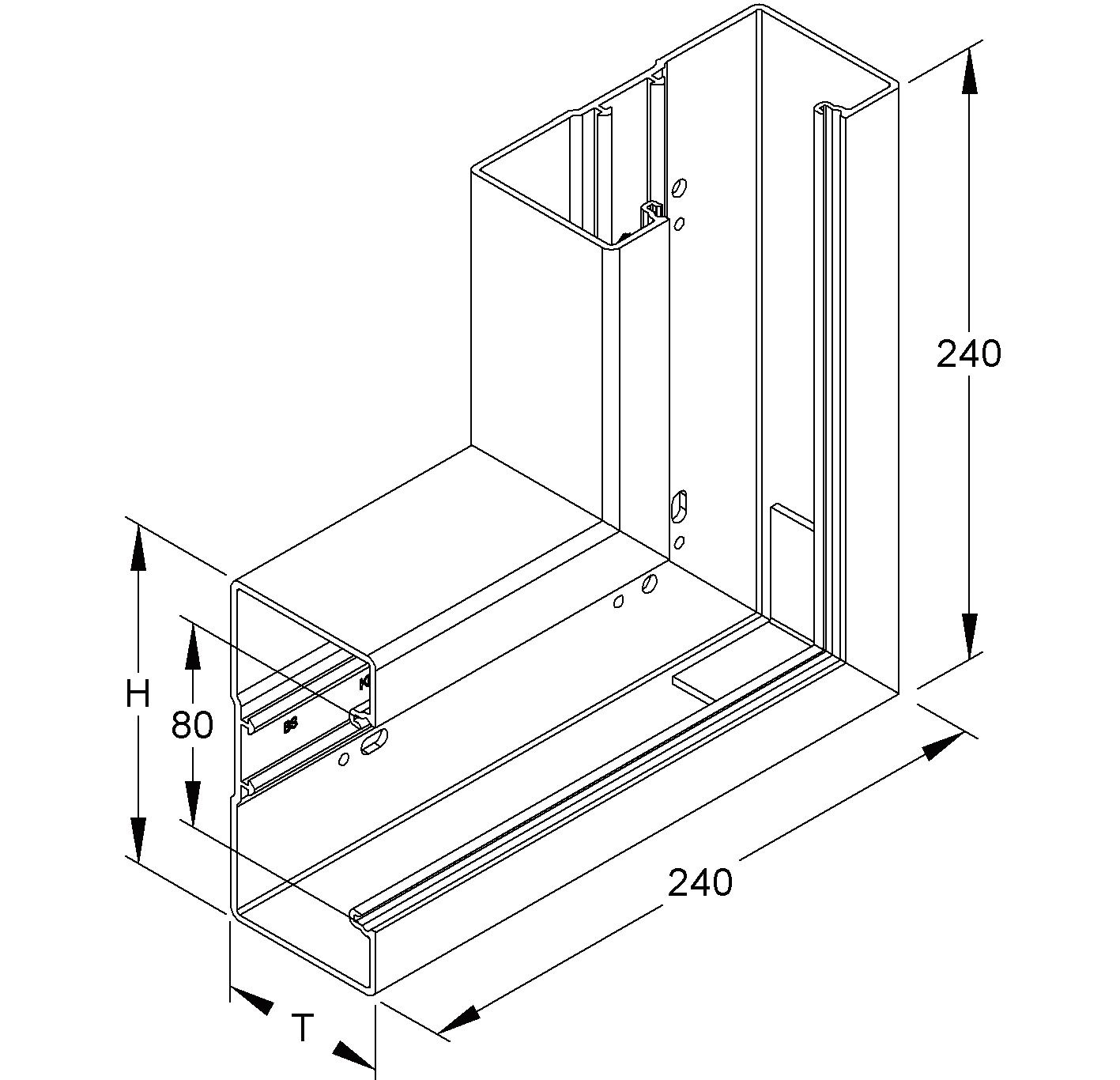 Flachwinkel GEB-K UT 66x133mm Kst rws unbeh RAL9010