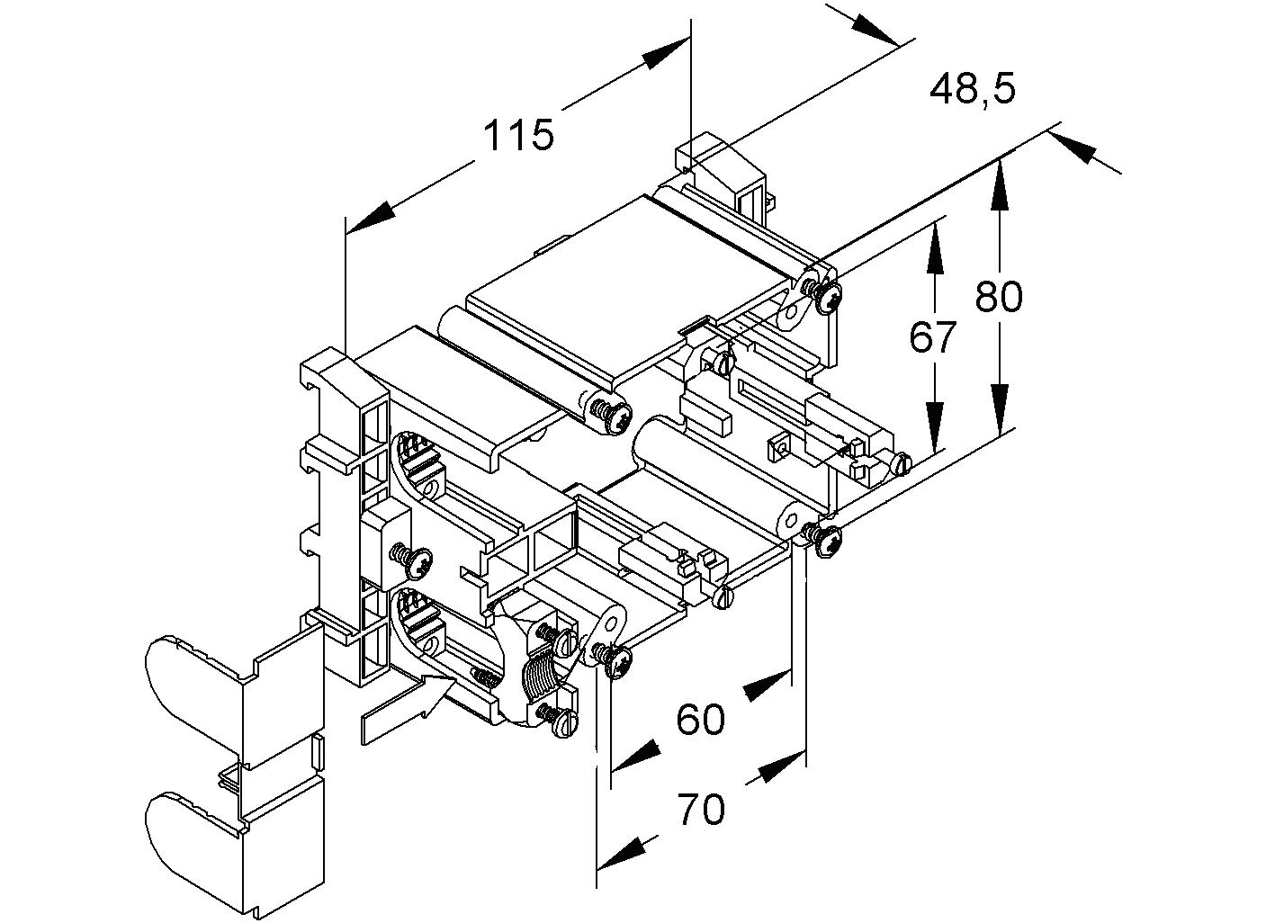Geräteeinbaudose GEB-K 1f Rückwand CEE 67,5mm schraub geschl