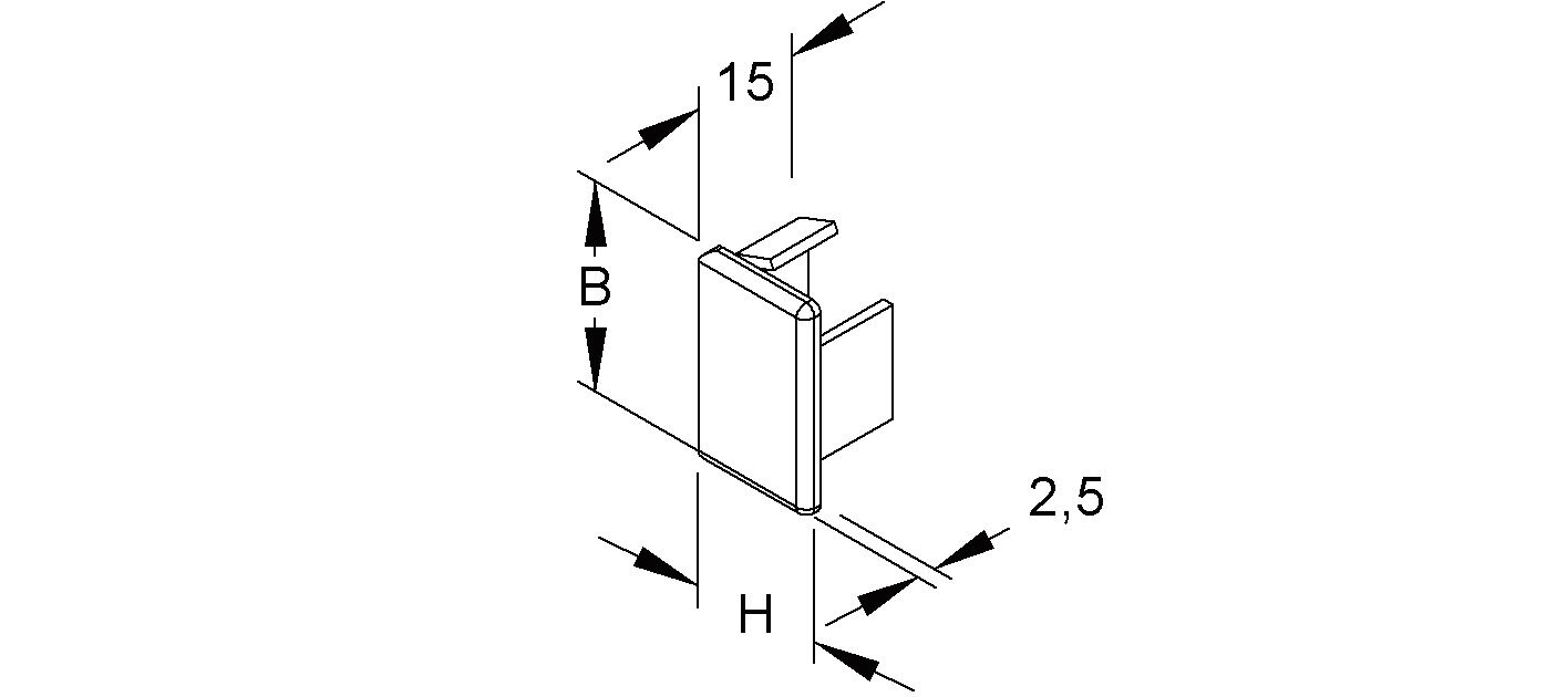 Endstück LF-K 30x18mm li/re Kst hfr sbr RAL8014 unbeh