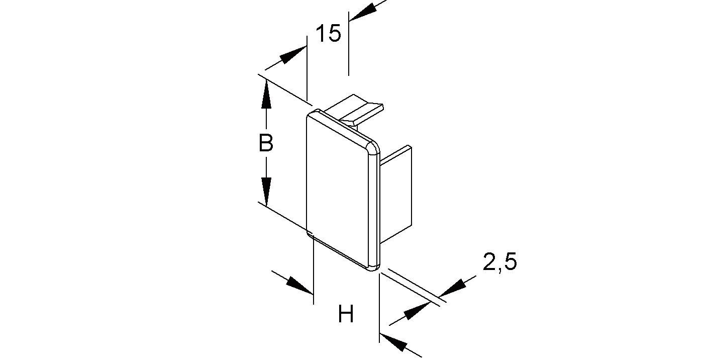 Endstück LF-K 40x24mm li/re Kst rws RAL9010 unbeh