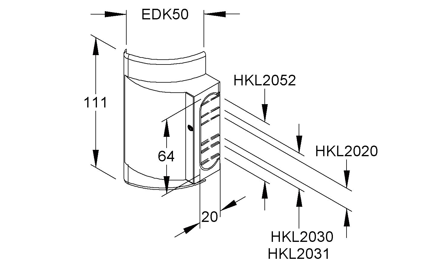 Übergangsstück EK-K/LF-K 40x50mm Kst cws RAL9001 hfr