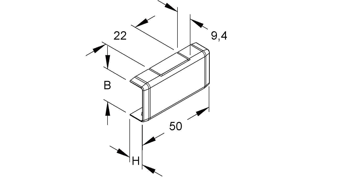 T-Stück LF-K 21,5x9,5mm HFT Kst cws RAL9001 hfr unbeh