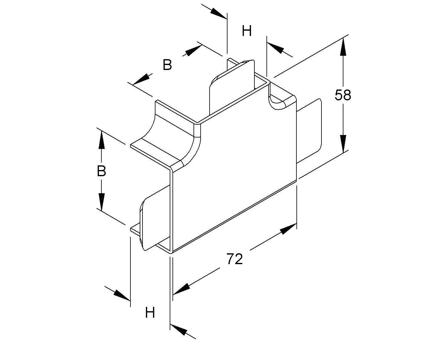 T-Stück LF-K 40x24mm HFT Kst rws RAL9010 hfr unbeh