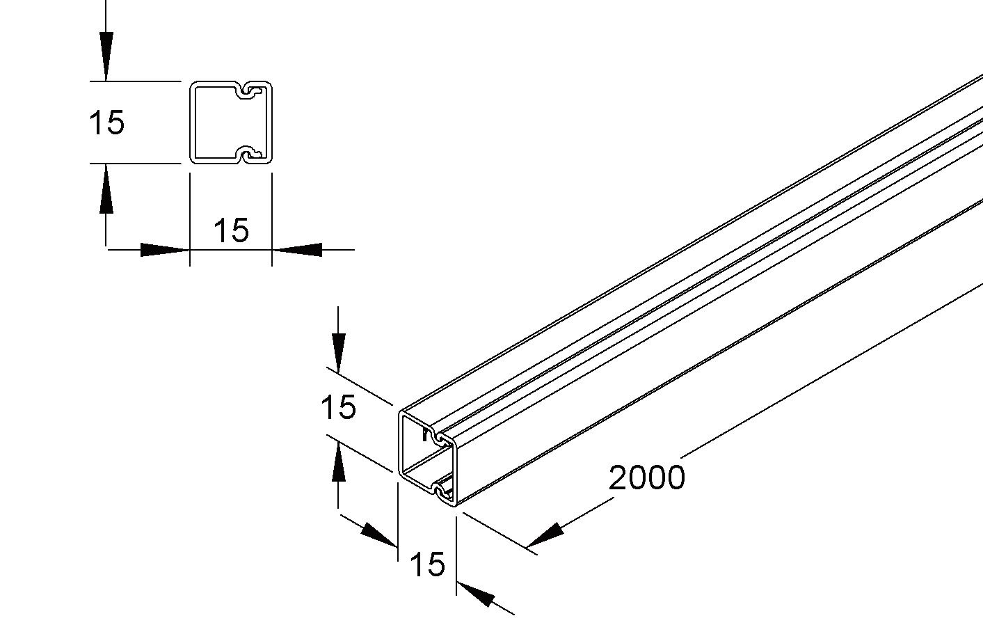 Leitungsführungskanal Kst 15x15x2000mm sbr unbeh LF-K 140qmm RAL8014
