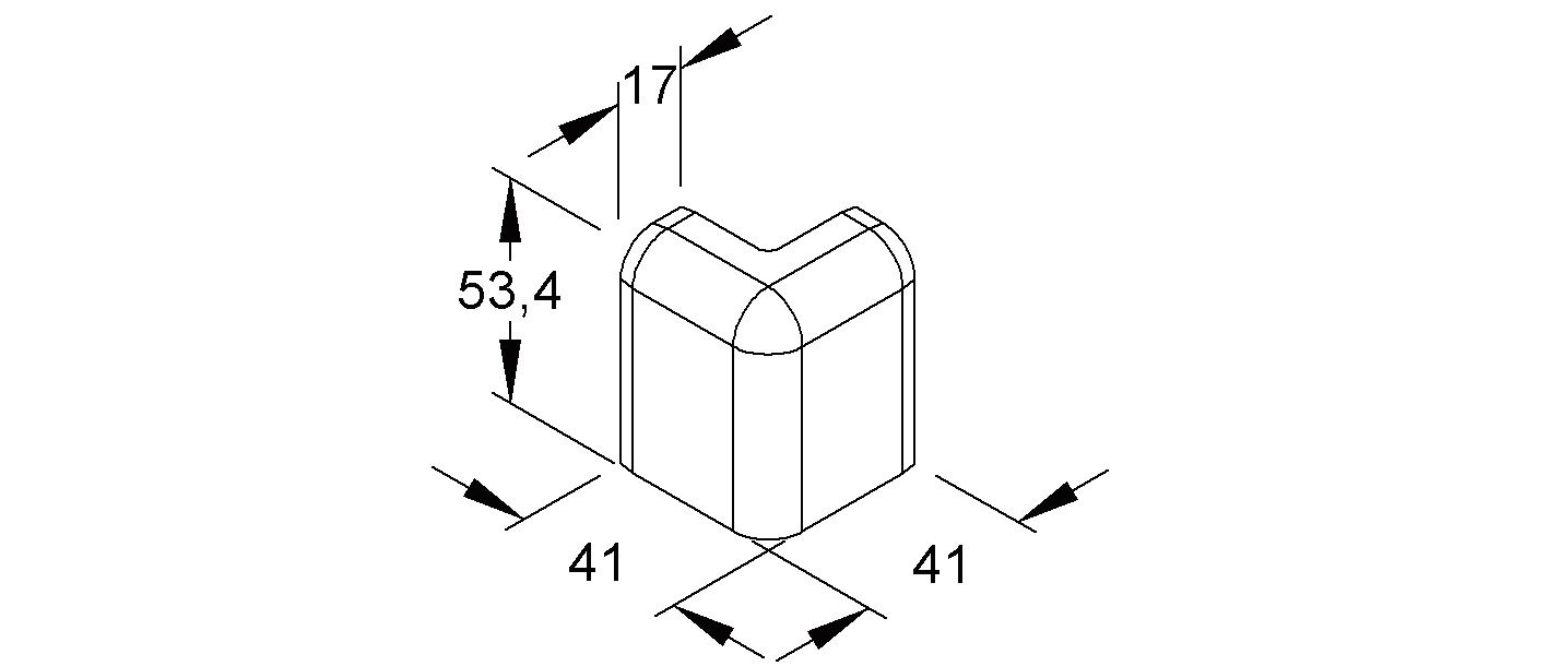 Außeneck SL-K 53,4mm Kst 90° rws HFT RAL9010