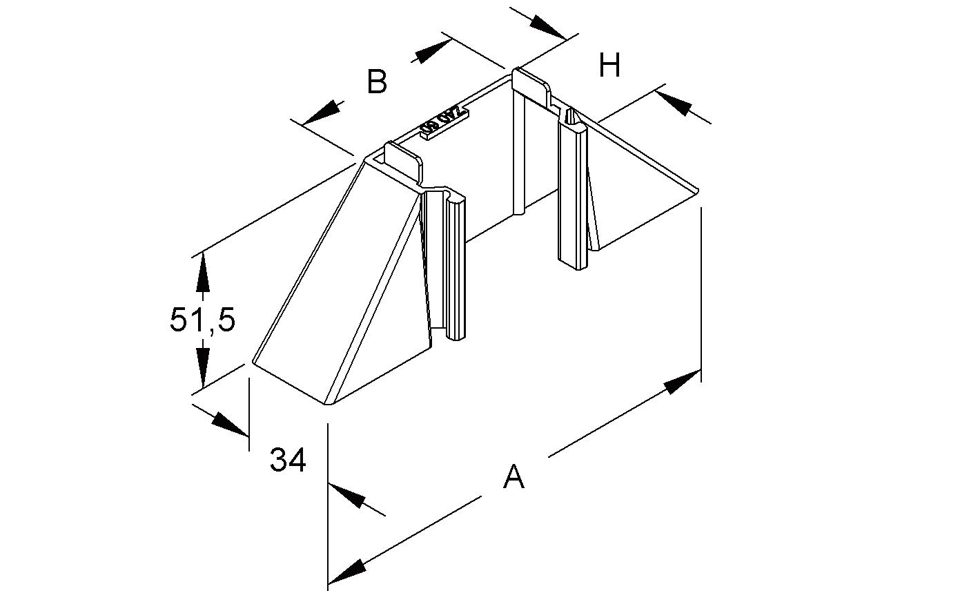 Abzweigstück LF-K rws 40x62mm Kst unbeh RAL9010