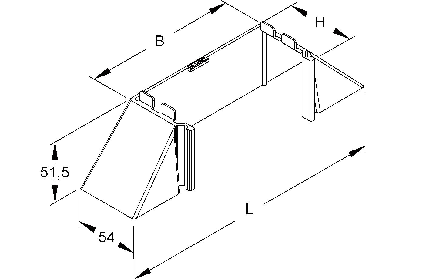 Abzweigstück LF-K cws 60x107mm Kst unbeh RAL9001