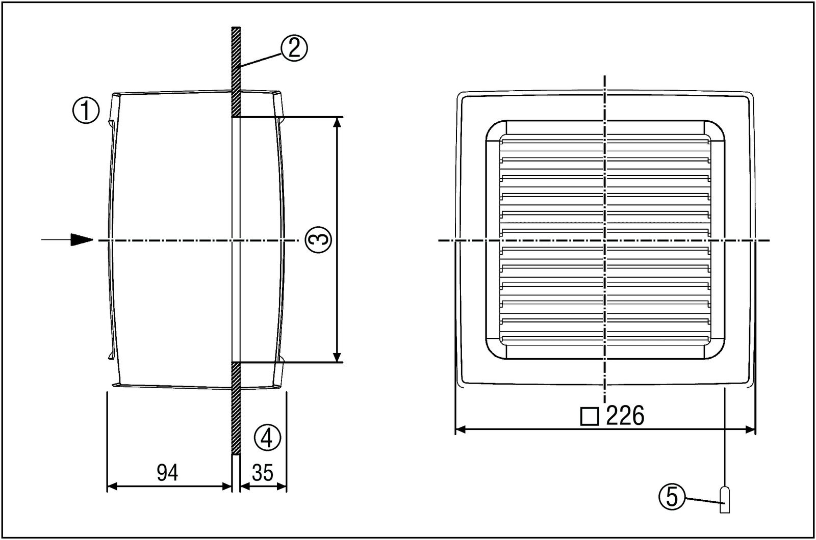 Fensterventilator Ø150mm 230V 240cbm/h selbsttätØ150mm Entlüft Kst 1550Upm ws