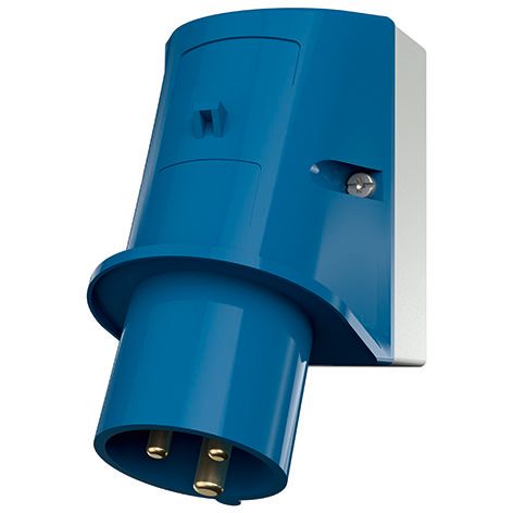 CEE-Aufbaugerätestecker 3p 16A 16A IP44 230V/bl 6h Schraubkl rechtw Kst