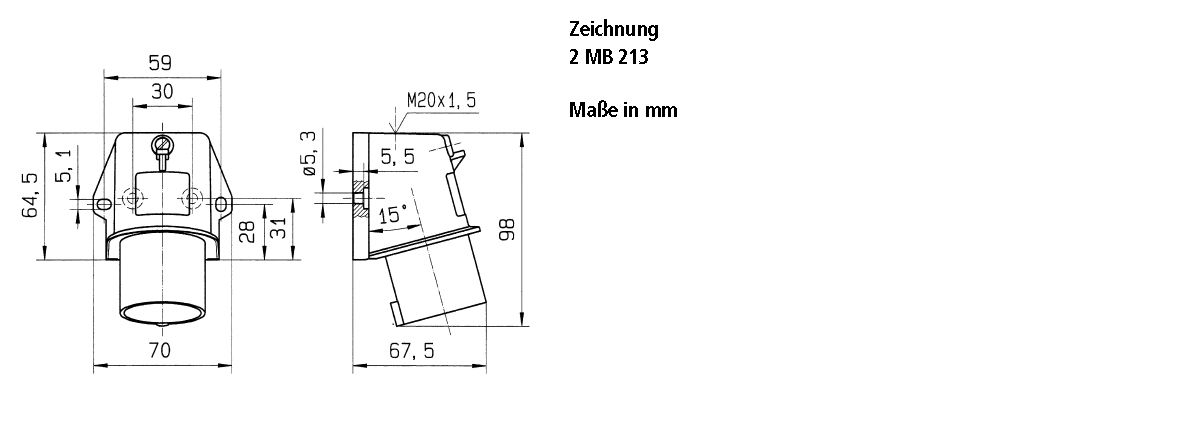 CEE-Aufbaugerätestecker 3p 16A 16A IP44 230V/bl 6h Schraubkl rechtw Kst