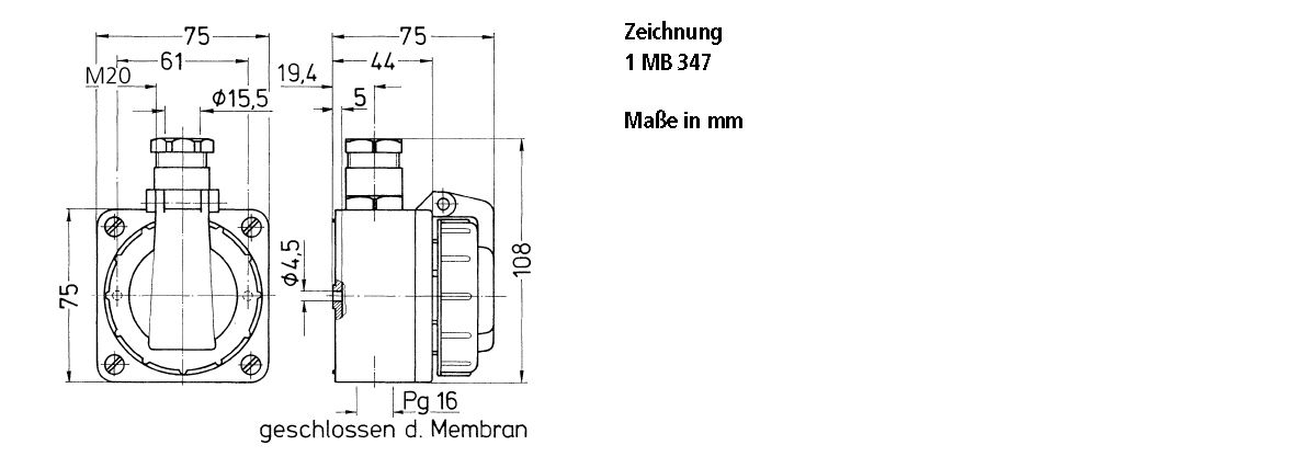 Steckdose 1f bl mt AP Klappd IP68