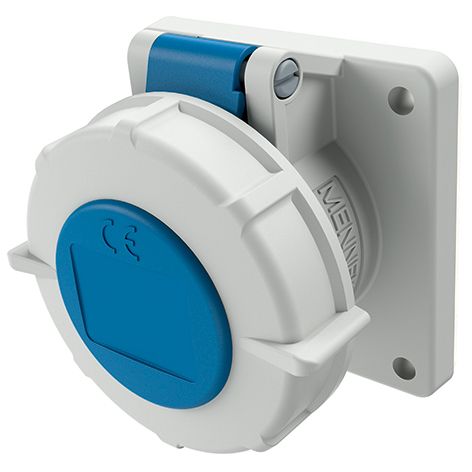 CEE-Anbausteckdose 3p 16A 230V/bl 6h ger IP67 schraubl.Kl Kst 75x75mm