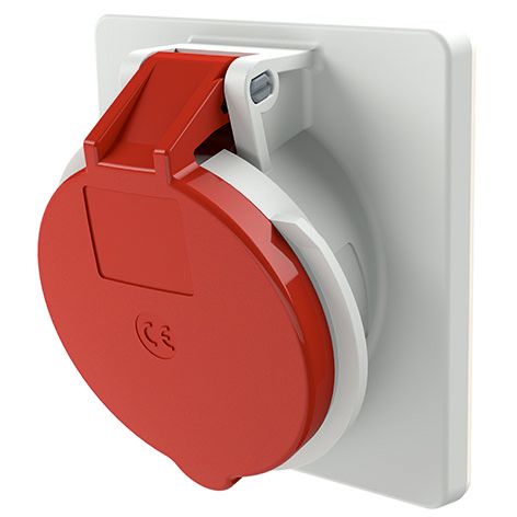 CEE-Anbausteckdose 5p 32A 400V/rt 6h Kst IP44 Schraubkl abgew 106x110mm