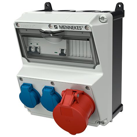 CEE-Kombi Kst gr IP44 AMAXX 1x32A5p400V 2Steckd LS-Schalter