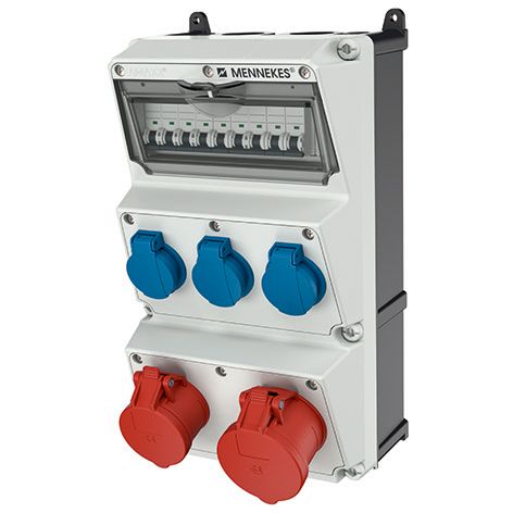 CEE-Kombi Kst gr IP44 AMAXX 1x16A5p400V 1x32A5p400V 3Steckd LS-Schalter