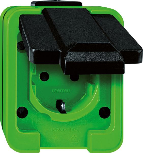 Steckdose 1f gn mt AGRAR AP Klappd IP44