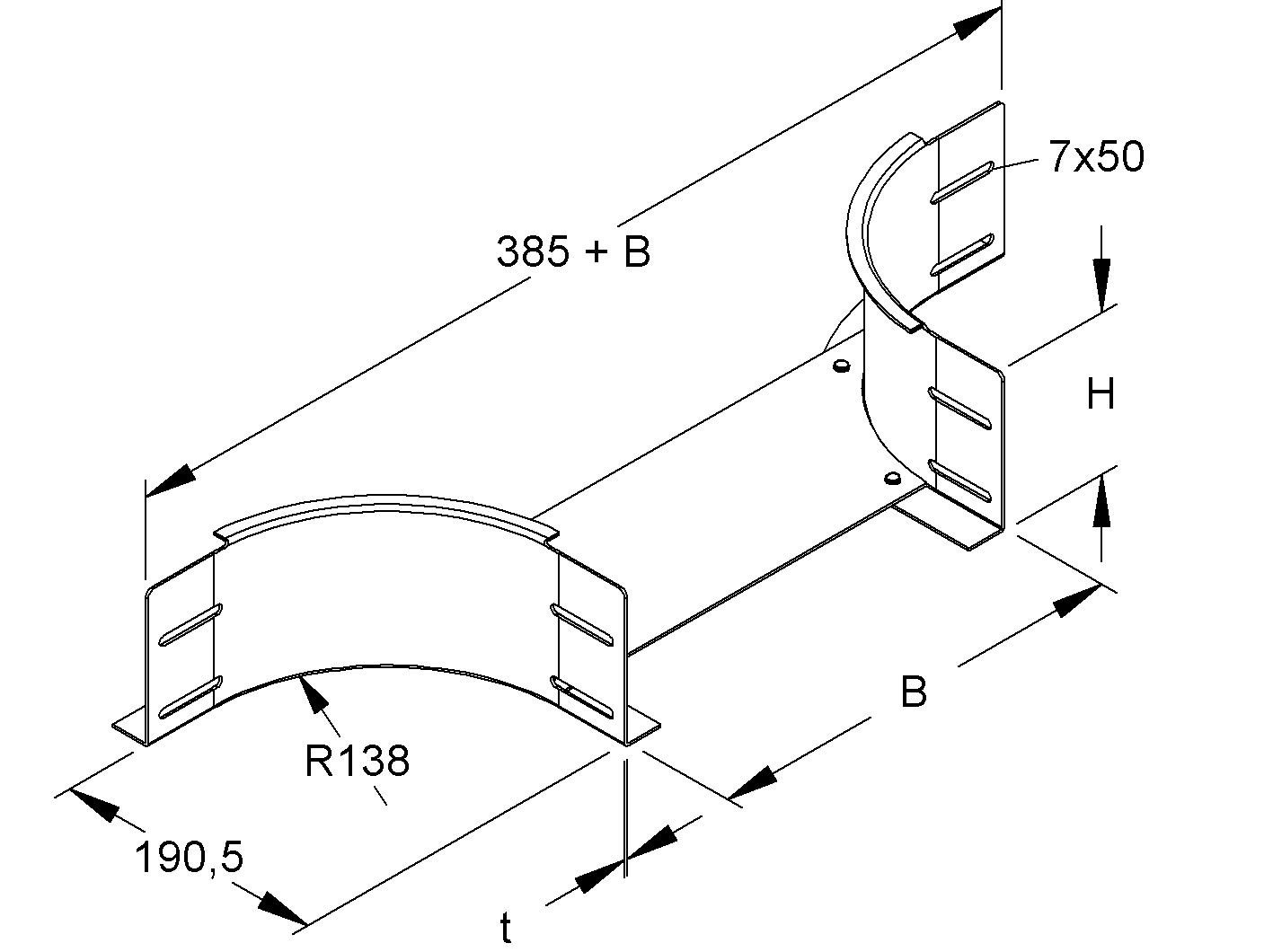 Anbau-Abzweigstück ST vz 110x500mm int.Verb
