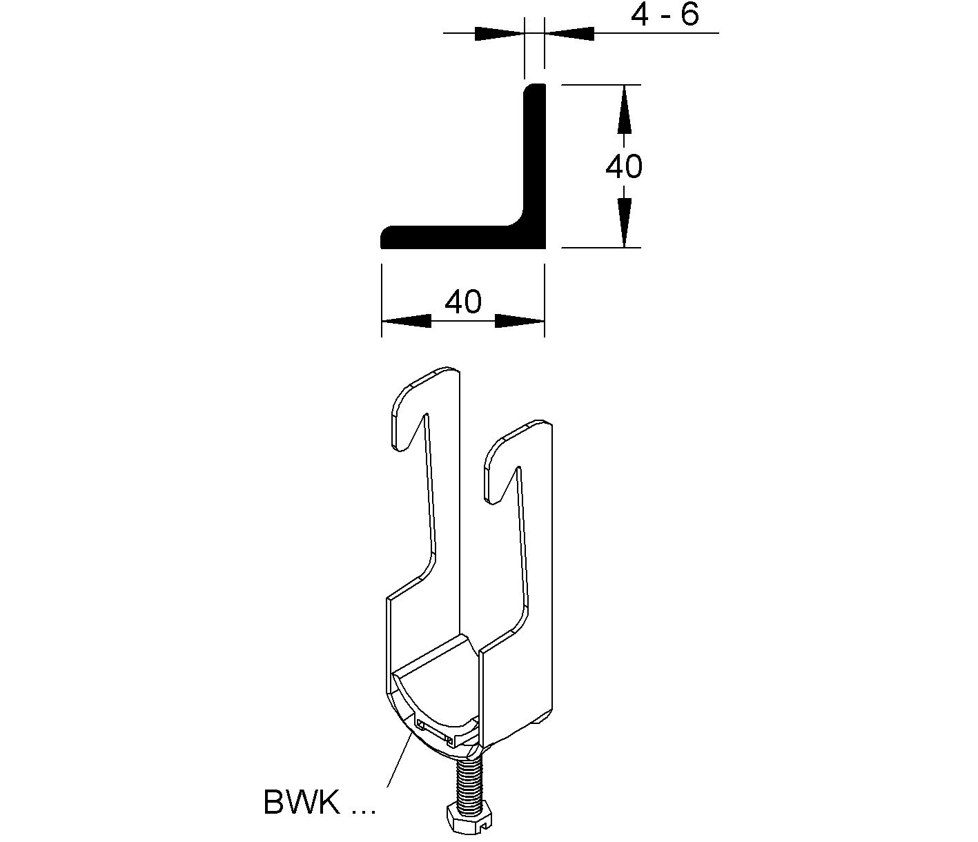Bügelschelle 16-22mm 1f ST Winkelprofil W=Kst Wanne=Kunststoff hfr