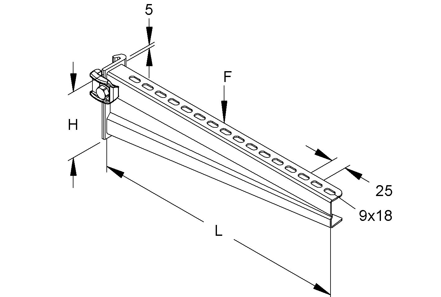 Klemmausleger 50-400x110mm 430mm ST