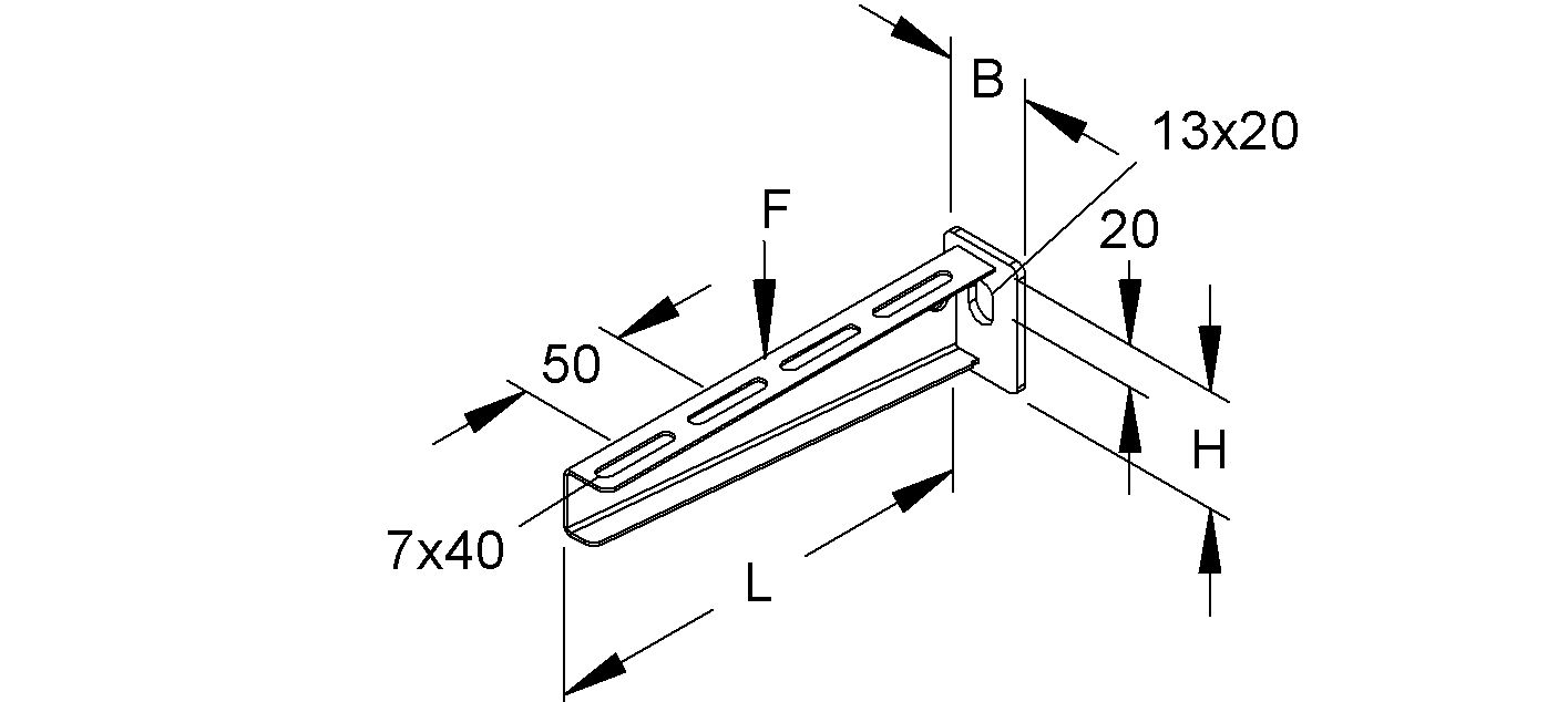 Wand/Stielausleger 50-250x55mm 260mm ST 2500N