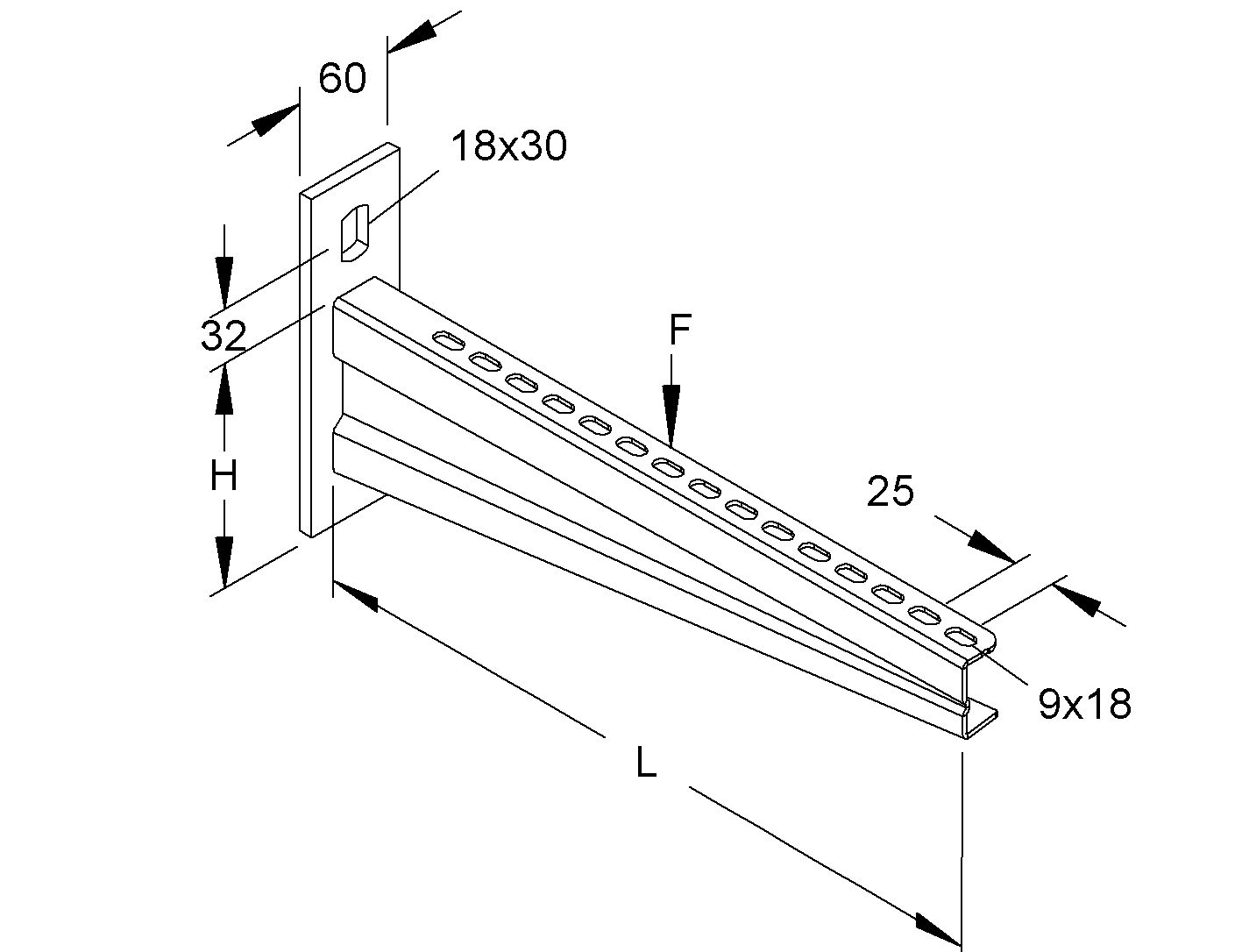 Wandausleger 50-1000x333mm 1040mm ST