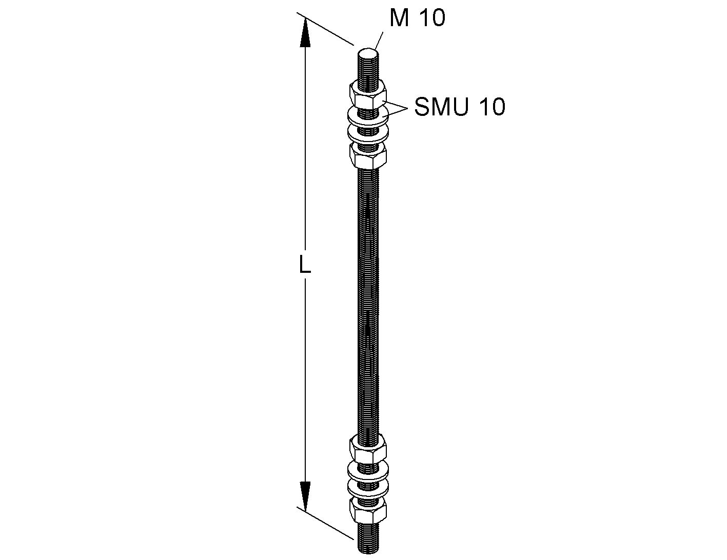 Gewindestange M10x2000mm ST g/vz 4.6/5.6
