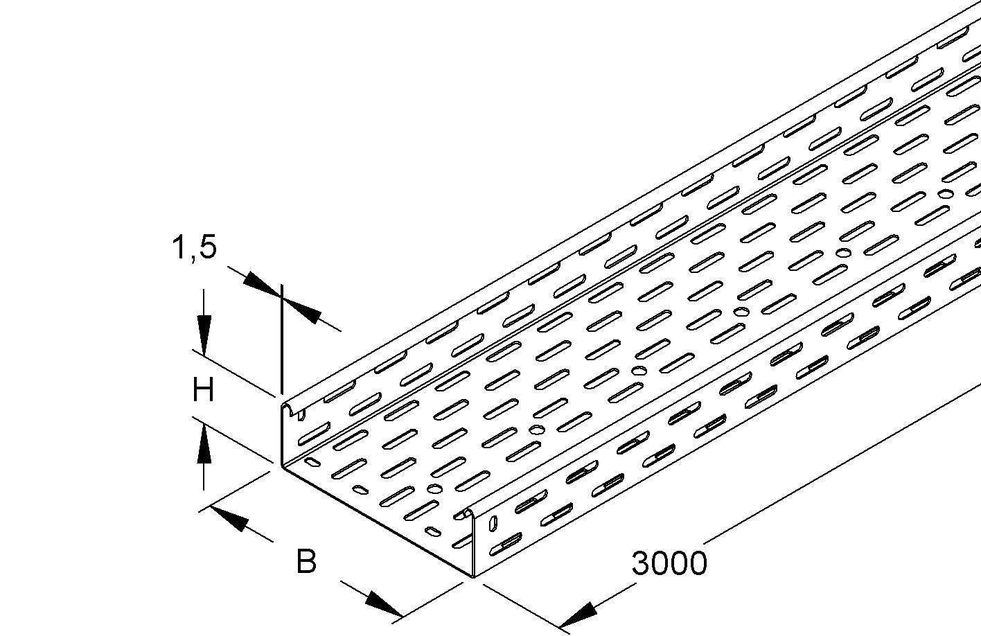 Kabelrinne 60x100x1,5mm mitgel.Verb Rinne 3000mm Seitenl f.Funktionserh