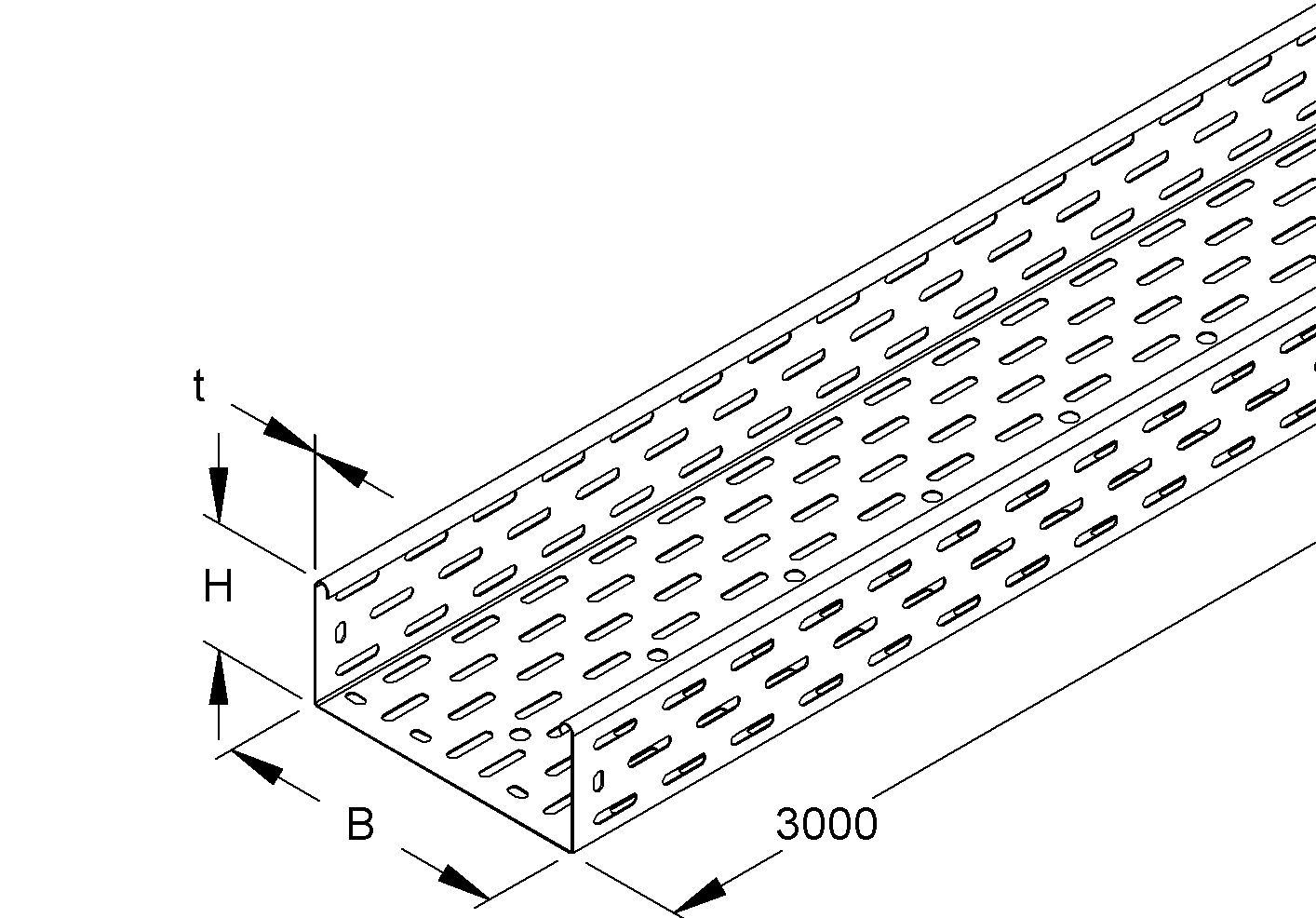 Kabelrinne 85x100x0,9mm mitgel.Verb Rinne 3000mm Seitenl 8480qmm